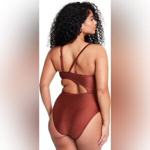 Target Noel Asymetrical Bronze Orange Cut Out One-Piece Swimsuit XS